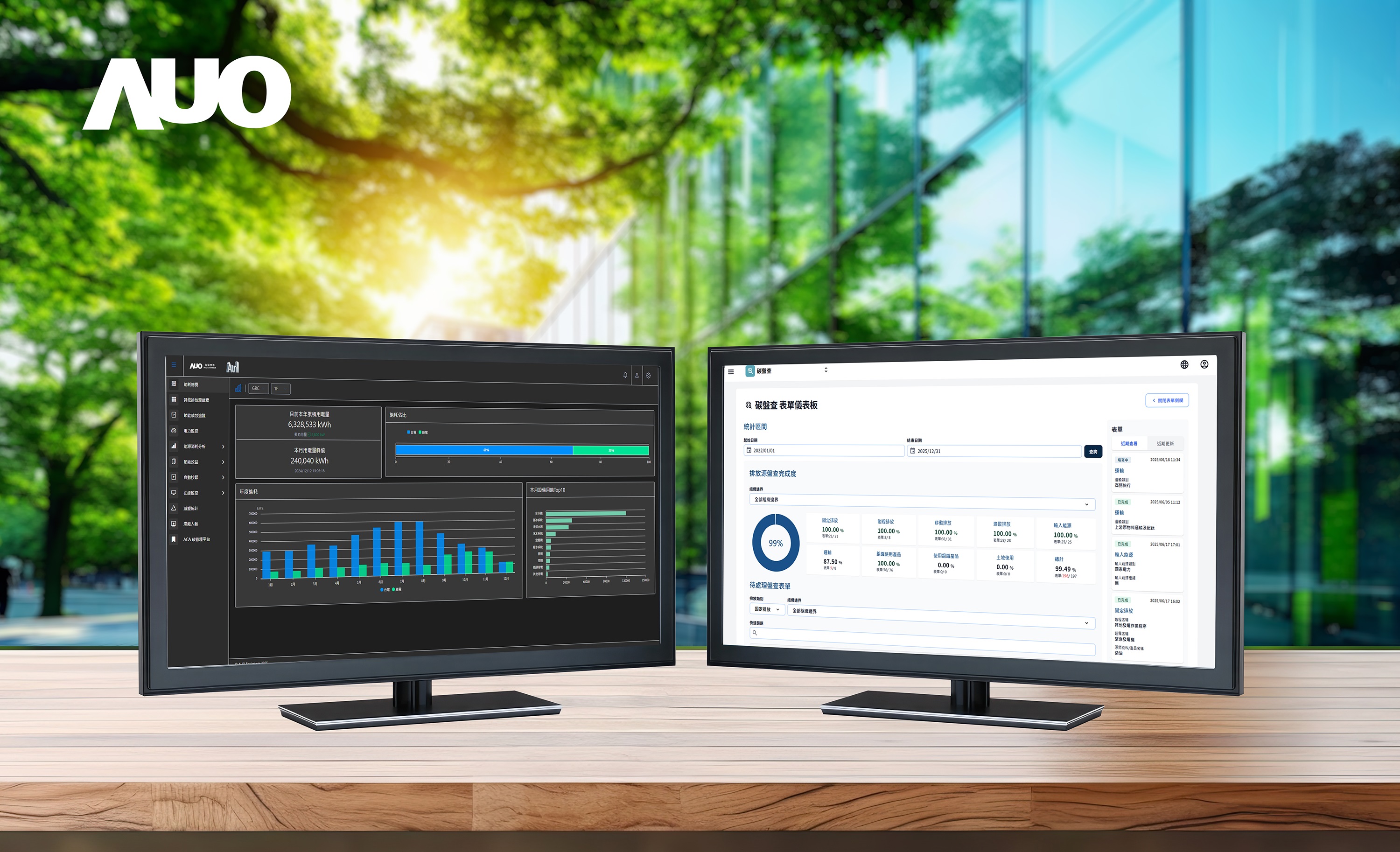 AUO Envirotech&rsquo;s carbon management solution, centered around its ACA Carbon Agent, integrates carbon and energy data to identify emission hotspots and monitor carbon reduction KPIs in real time. Combined with the Net-Zero Building Solution, it enables enterprises to develop tailored net-zero roadmaps and turn carbon anxiety into carbon competence.